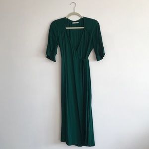 The Reformation Judith wrap dress in emerald